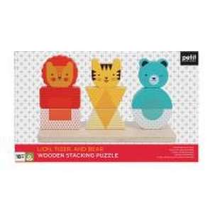 Lion, Tiger, and Bear Wooden Stacking Puzzle de Petit Collage