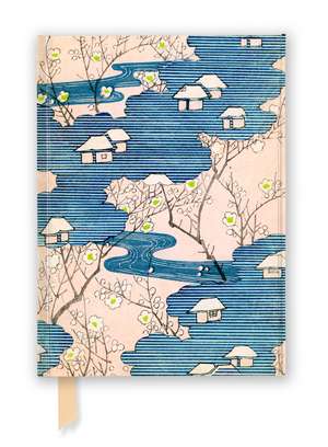 Japanese Woodblock: Cottages with Rivers & Cherry Blossoms (Foiled Journal) de Flame Tree Studio