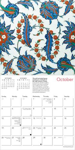 Ashmolean: Ottoman Tiles Mini Wall Calendar 2025 (Art Calendar) de Flame Tree Studio