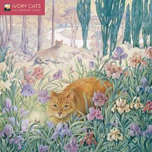 Ivory Cats by Lesley Anne Ivory Mini Wall Calendar 2025 (Art Calendar) de Flame Tree Studio