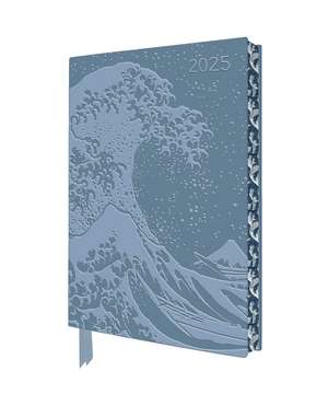 Katsushika Hokusai: The Great Wave 2025 Artisan Art Vegan Leather Diary Planner - Page to View with Notes de Flame Tree Studio