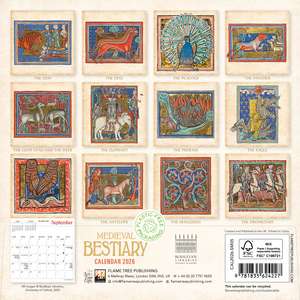 Bodleian Libraries: Medieval Bestiary Mini Wall Calendar 2026 (Art Calendar) de Flame Tree Studio