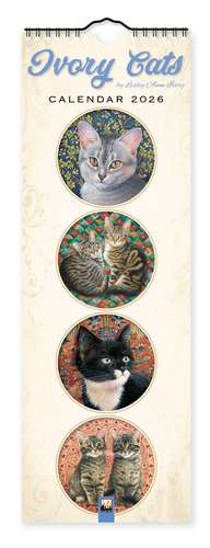 Ivory Cats Slim Calendar 2026 (Art Calendar) de Flame Tree Studio