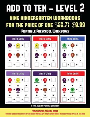 Pre K Printable Workbooks (Add to Ten - Level 2) de James Manning