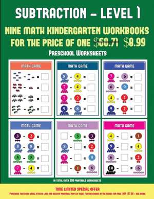 Preschool Worksheets (Kindergarten Subtraction/taking away Level 1) de James Manning