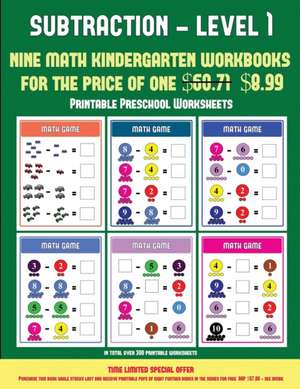 Printable Preschool Worksheets (Kindergarten Subtraction/taking away Level 1) de James Manning