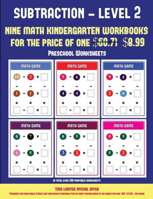 Preschool Worksheets (Kindergarten Subtraction/taking away Level 2) de James Manning