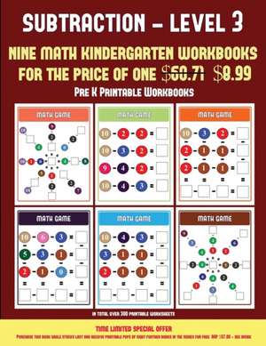 Pre K Printable Workbooks (Kindergarten Subtraction/Taking Away Level 3) de James Manning