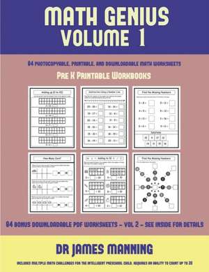 Pre K Printable Workbooks (Math Genius Vol 1) de James Manning