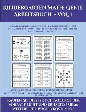 Vor-Kindergarten Druckbare Arbeitsmappen (Kindergarten Mathe Genie Arbeitsbuch - VOL. 1) de Jessica Windham