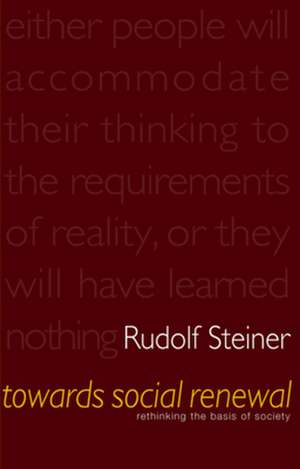 Towards Social Renewal de Rudolf Steiner