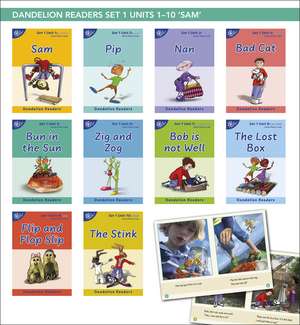 Phonic Books Dandelion Readers Set 1 Units 1-10 (Alphabet code, blending 4 and 5 sound words): Decodable books for beginner readers Alphabet code, blending 4 and 5 sound words de Phonic Books