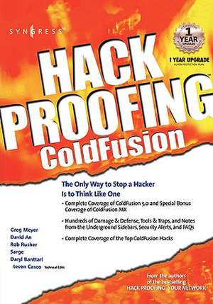 Hack Proofing ColdFusion de Syngress