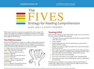 The Fives Strategy for Reading Comprehension Quick Reference Guide de Mary Shea