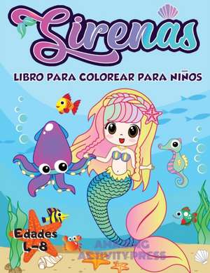 Libro de colorear de sirena para niños de 4 a 8 años de Amazing Activity Press