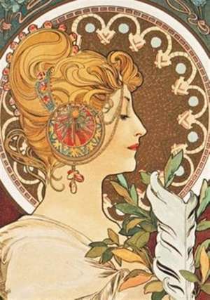 Carnet Blanc, Affiche Mucha, La Plume de Alphonse Mucha