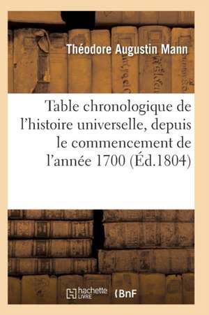 Table Chronologique de l'Histoire Universelle, de l'Année 1700, Paix Générale de l'Année 1802 de Mann-T