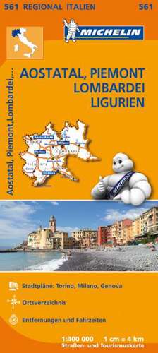 Michelin Regionalkarte Italien Aostatal, Piemont, Lombardei, Ligurien 1 : 400 000