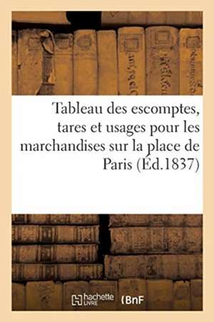 Tableau Des Escomptes, Tares Et Usages Pour Les Marchandises Sur La Place de Paris de Collectif