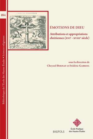 Emotions de Dieu: Attributions Et Appropriations Chretiennes (Xvie - Xviiie Siecle) de Chrystel Bernat