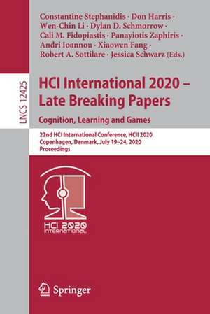 HCI International 2020 – Late Breaking Papers: Cognition, Learning and Games: 22nd HCI International Conference, HCII 2020, Copenhagen, Denmark, July 19–24, 2020, Proceedings de Constantine Stephanidis