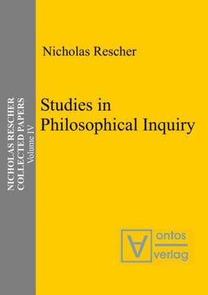 Studies in Philosophical Inquiry de Nicholas Rescher