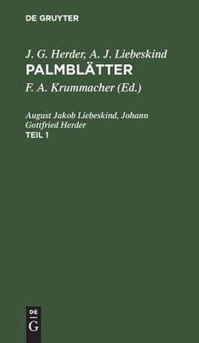 Palmblätter : Erlesene morgenländische Erzählungen für die Jugend ; mit Kupfern: Th. 1 de August Jakob Liebeskind