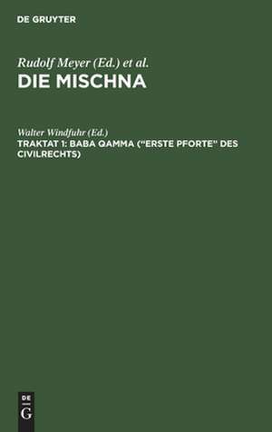 Baba qamma ("Erste Pforte" des Civilrechts): Text, Übersetzung und Erklärung ; nebst einem textkritischen Anhang, aus: Die Mischna : Text, Übersetzung und ausführliche Erklärung ; Mit eingehenden geschichtlichen und sprachlichen Einleitungen und textkritischen Anhängen, IV. Seder, 1. Traktat de Georg Beer