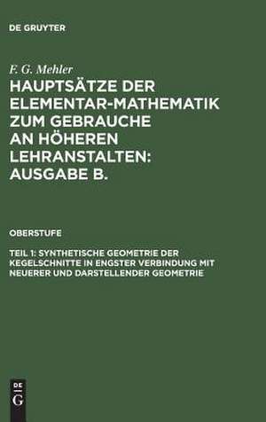 Synthetische Geometrie der Kegelschnitte in engster Verbindung mit neuerer und darstellender Geometrie: aus: Hauptsätze der Elementar-Mathematik z. Gebr. an höh. Lehranstalten : Ausg. B, 1, Oberstufe de Ferdinand Gustav Mehler