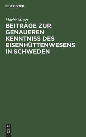 Beiträge zur genaueren Kenntniß des Eisenhüttenwesens in Schweden de Moritz Meyer