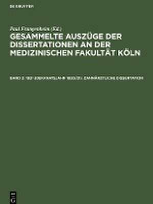 1921 (Dekanatsjahr 1920/21). Zahnärztliche Dissertation de Paul Frangenheim