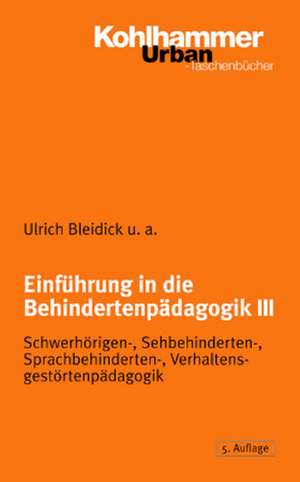 Einführung in die Behindertenpädagogik 3 de Norbert Myschker