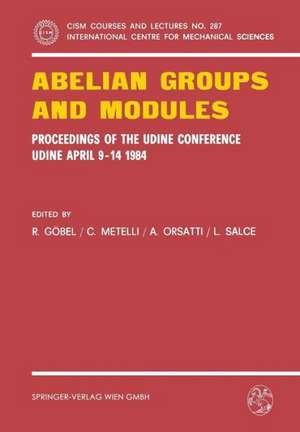 Abelian Groups and Modules: Proceedings of the Udine Conference, Udine, April 9-14, 1984. Dedicated to Laszlo Fuchs on his 60th Birthday de R. Göbel