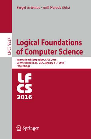 Logical Foundations of Computer Science de Sergei Artemov