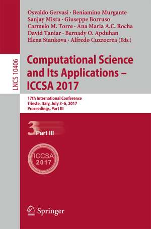 Computational Science and Its Applications - ICCSA 2017 de Osvaldo Gervasi