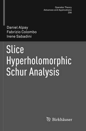 Slice Hyperholomorphic Schur Analysis de Daniel Alpay
