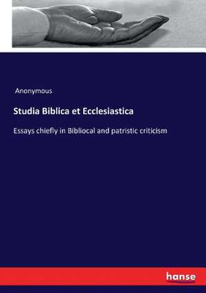 Studia Biblica et Ecclesiastica de Anonymous