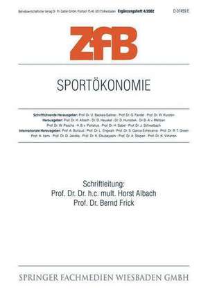 Sportökonomie de Horst Albach