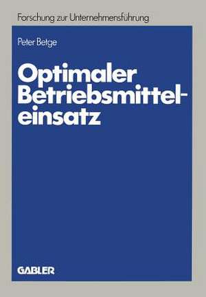 Optimaler Betriebsmitteleinsatz: Planung unter Erfassung abnutzungsbedingter Potentialreduzierungen de Peter Betge