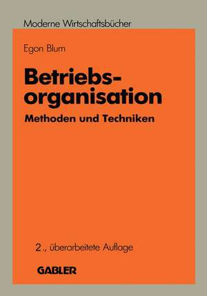 Betriebsorganisation: Methoden und Techniken de Egon Blum