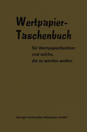 Wertpapier Taschenbuch de Dr. Woeste