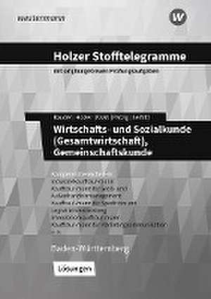 Holzer Stofftelegramme - Wirtschafts- und Sozialkunde (Gesamtwirtschaft). Kompetenzbereiche I-IV. Lösungen. Baden-Württemberg de Volker Holzer