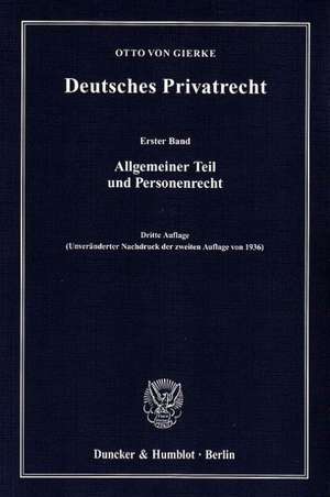 Deutsches Privatrecht 1 de Otto von Gierke