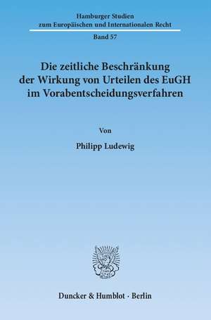 Die zeitliche Beschränkung der Wirkung von Urteilen des EuGH im Vorabentscheidungsverfahren de Philipp Ludewig