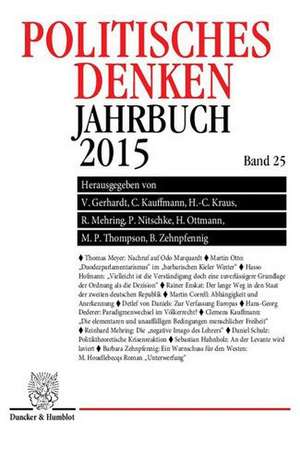 Politisches Denken. Jahrbuch 2015. de Volker Gerhardt