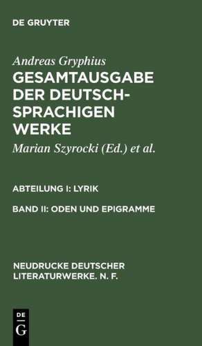 Oden und Epigramme de Marian Szyrocki