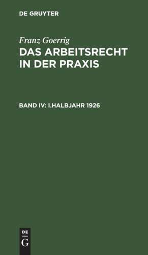 I.Halbjahr 1926 de Franz Goerrig