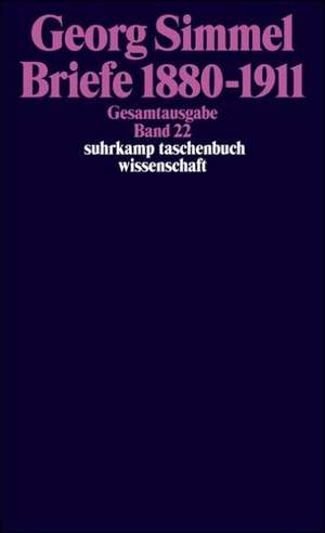 Gesamtausgabe 22. Briefe 1880 - 1911 de Georg Simmel