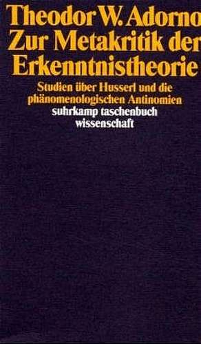 Zur Metakritik der Erkenntnistheorie de Theodor W. Adorno