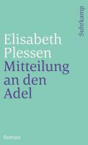 Mitteilung an den Adel de Elisabeth Plessen